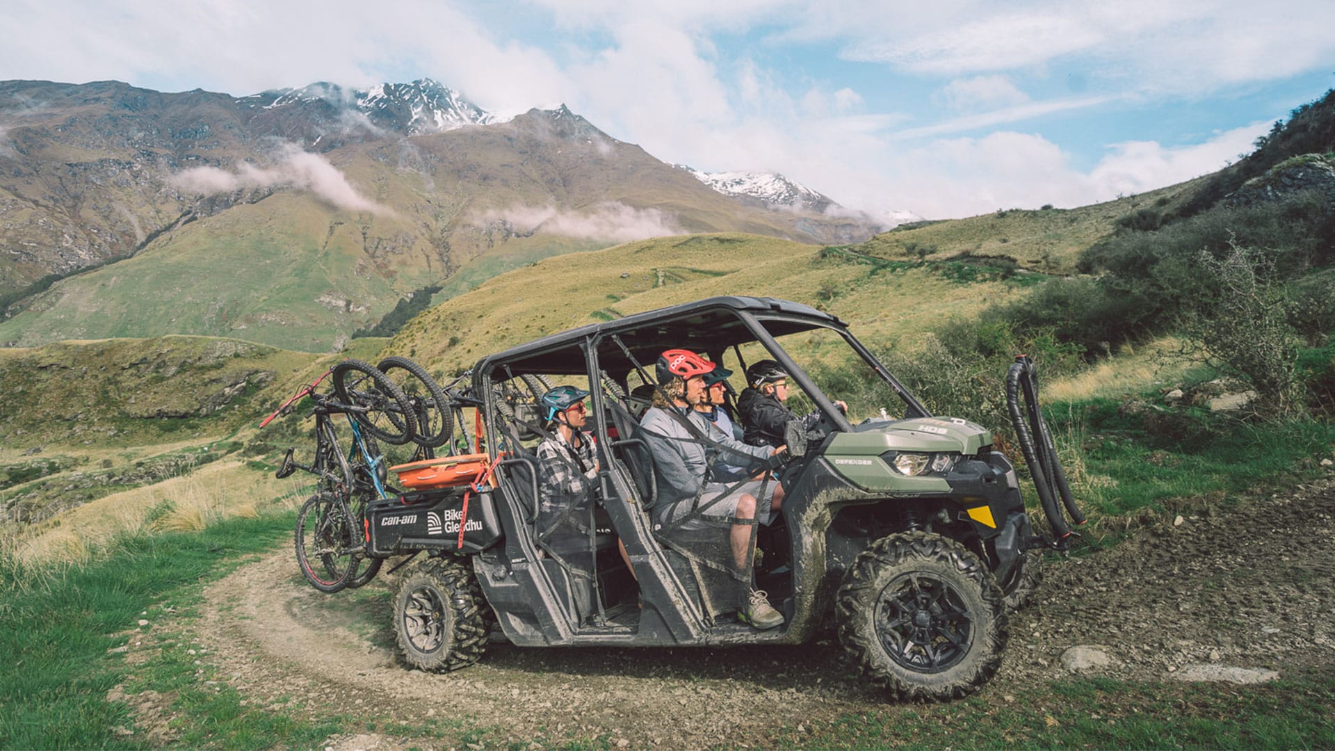 Riders in a Can-Am at Bike Glendhu