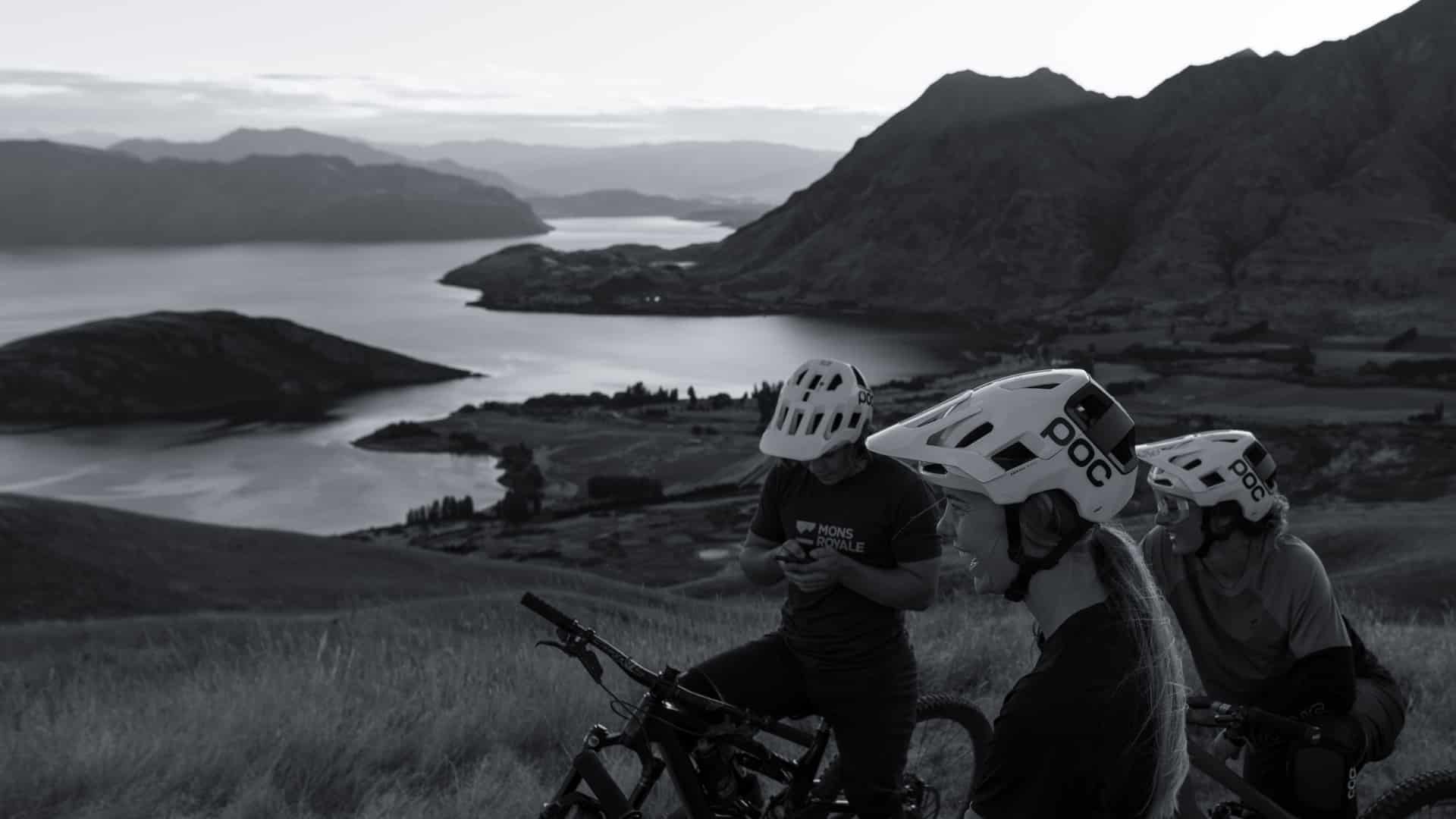 3 MTB riders at Bike Glendhu in Wanaka, NZ wearing POC helmets & glasses