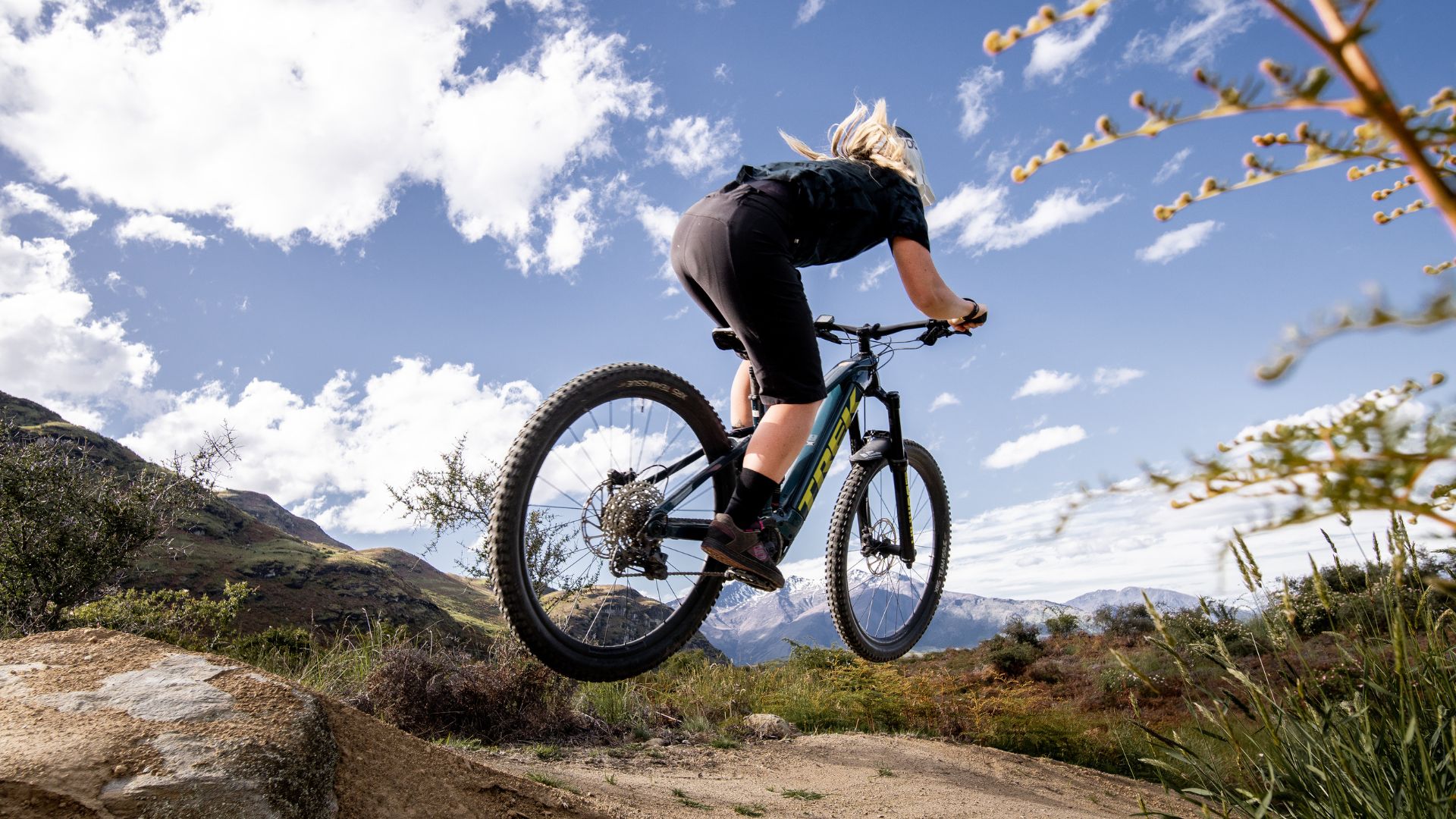 Woman Mountain Biking in Winter at Bike Glendhu